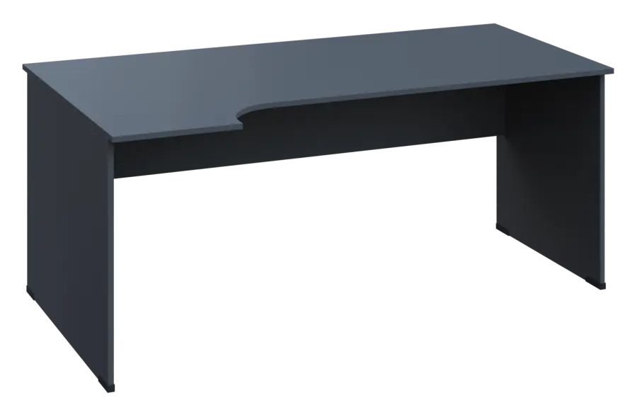 ERL 28 - 184 stůl kancelářský, rohový, levý, dřevěná podnož, deska 25 mm, široký 1800 mm, antracit